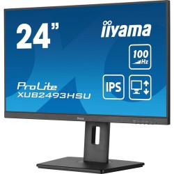 iiyama ProLite XUB2493HSU-B7 - 24" (23.8") FHD IPS 100Hz 1ms | HDMI & DP, USB Hub, Speakers, Pivot, Height-Adjustable (Black)