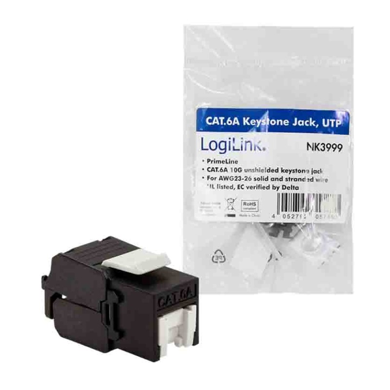 Buy NK3999 Cat.6A KEYSTONE JACKS UTP 23-26 AWG, TOOLLESS 16.8mm WIDTH, LOGILINK in Cyprus, Nicosia, Limassol, Larnaka, Pafos