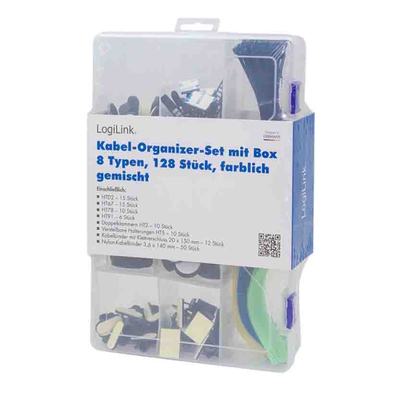 Buy KAB0084 CABLE ORGANIZER SET IN A BOX, 8 ITEMS, 128pcs. MIXED COLOR, LOGILINK in Cyprus, Nicosia, Limassol, Larnaka, Pafos