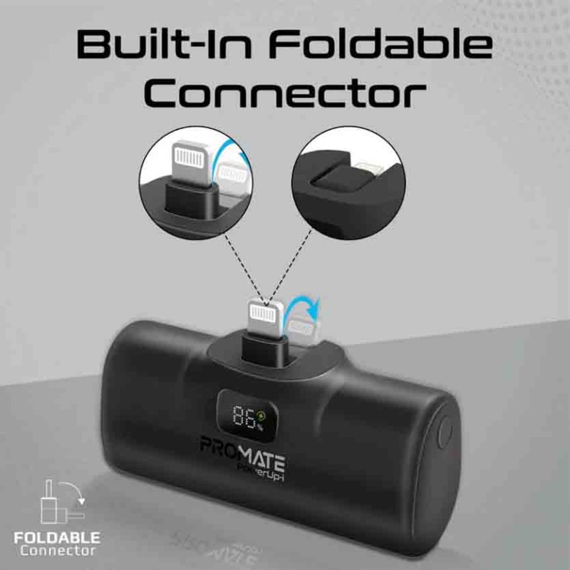 Buy POWERUP-I.BLACK 5000mAh COMPACT FAST POWERBANK W BUILT-IN LIGHTNING CONNECTOR PROMATE in Cyprus, Nicosia, Limassol, Larnaka,