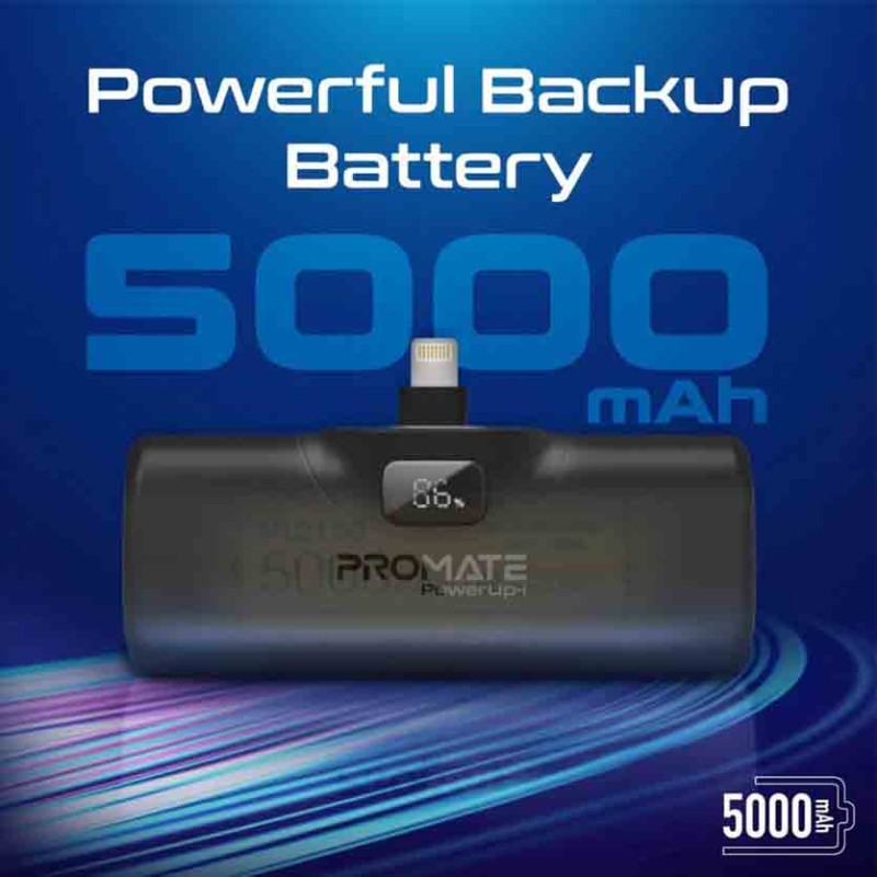 Buy POWERUP-I.BLACK 5000mAh COMPACT FAST POWERBANK W BUILT-IN LIGHTNING CONNECTOR PROMATE in Cyprus, Nicosia, Limassol, Larnaka,