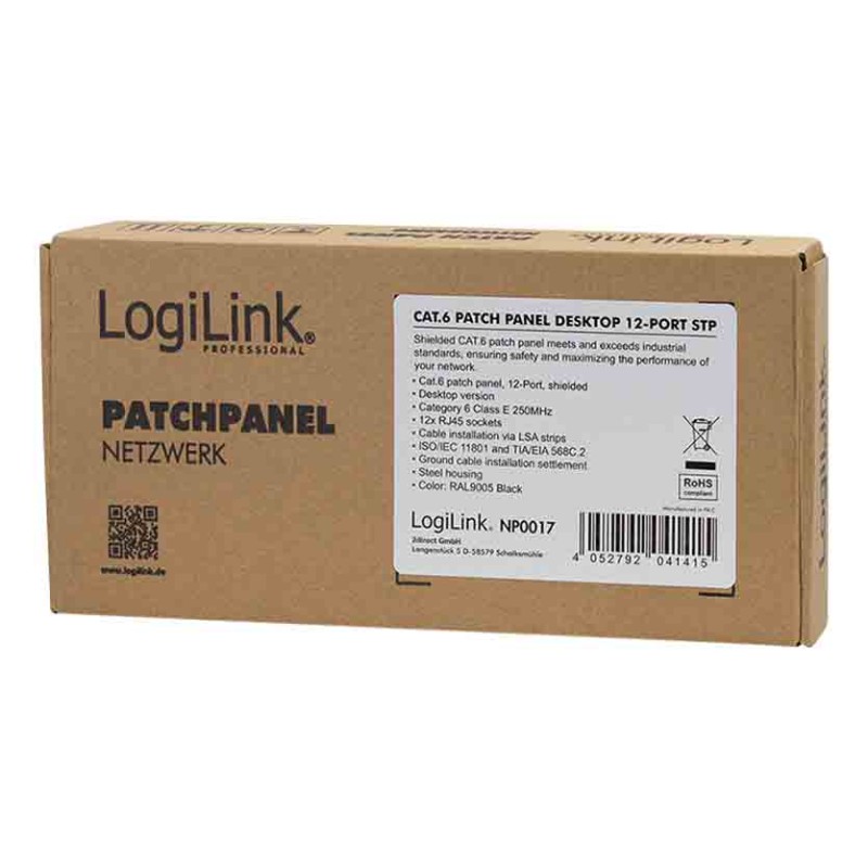 Buy NP0017 CAT.6 PATCH PANEL 12 PORT SHIELDED, DESKTOP, BLACK, LOGILINK in Cyprus, Nicosia, Limassol, Larnaka, Pafos