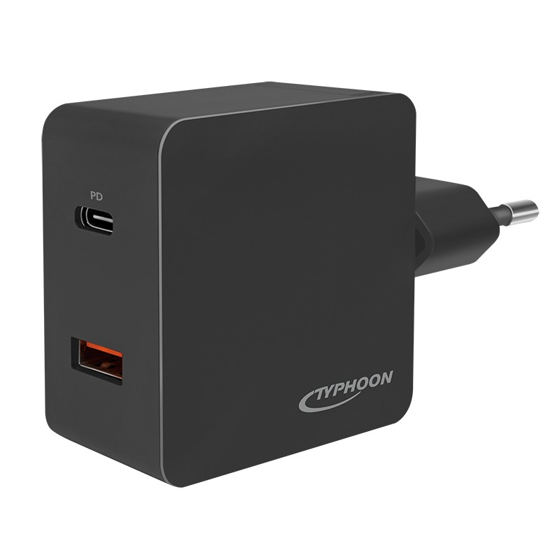 TM044 USB WALL CHARGER 18W, 1xUSB-A & 1xUSB-C TYPHOON — Buy in Cyprus with Fast Delivery