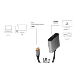Buy CUA0102 USB TYPE-C ADAPTER, C M TO DP F, 4K, ALU,BLACK GREY, 0.15M LOGILINK in Cyprus, Nicosia, Limassol, Larnaka, Pafos