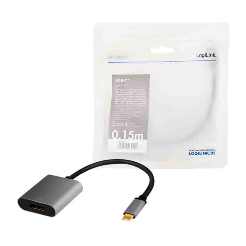 Buy CUA0102 USB TYPE-C ADAPTER, C M TO DP F, 4K, ALU,BLACK GREY, 0.15M LOGILINK in Cyprus, Nicosia, Limassol, Larnaka, Pafos
