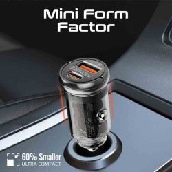 Buy TRANSDRIVE-65W RAPID CAR MINI CHARGER TRANSPARENT, QUICK CHARGE PORTS PROMATE in Cyprus, Nicosia, Limassol, Larnaka, Pafos