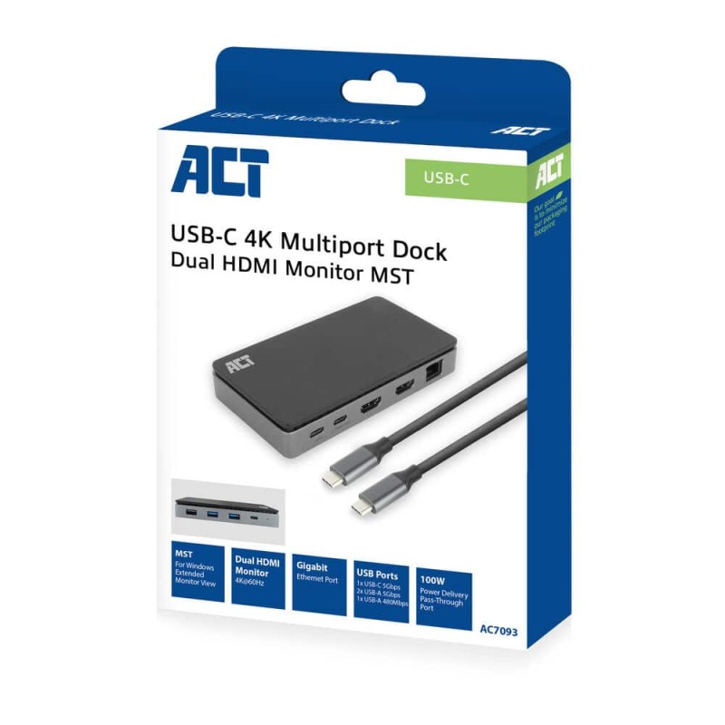 Buy AC7093 USB-C 4K MULTIPORT DOCKING STATION MST ACT in Cyprus, Nicosia, Limassol, Larnaka, Pafos