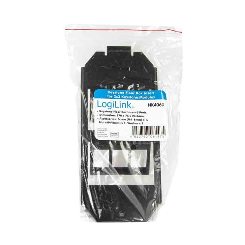 Buy NK4060 6-PORT BOX INSERT FOR 2 3 KEYSTONE MODULES (165mm) LOGILINK in Cyprus, Nicosia, Limassol, Larnaka, Pafos