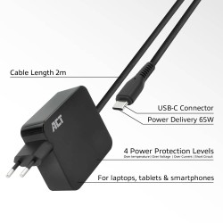 Buy AC2010 USB-C LAPTOP WALL CHARGER 65W W POWER DELIVERY PROFILES ACT in Cyprus, Nicosia, Limassol, Larnaka, Pafos