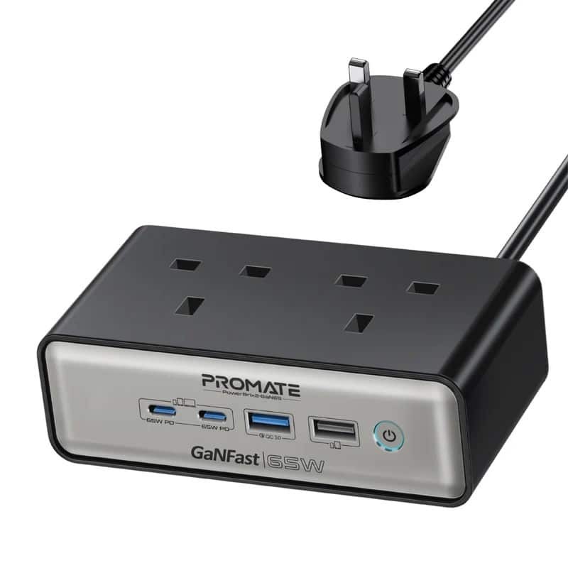 Buy POWERBRIX2-GaN65 65W POWER DELIVERY GaNFastTM CHARGING STATION with 3250W DUAL AC SOCKET, PROMATE in Cyprus, Nicosia, Limass