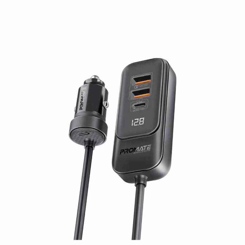 GEARHUB-120W RAPID CAR CHARGER 120W W MULTI-PORT 1.5m BACKSEAT HUB BLACK PROMATE — Buy in Cyprus with Fast Delivery