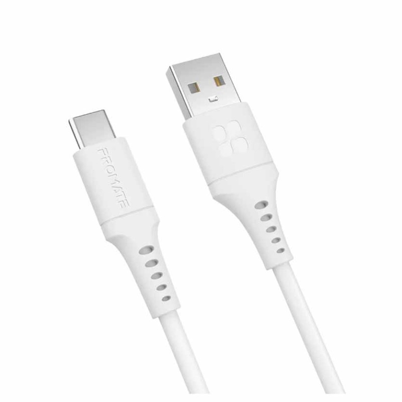 Buy POWERLINK-AC200.WHITE 2m CABLE USB-A TO USB-C DATA SYNC & CHARGE PROMATE in Cyprus, Nicosia, Limassol, Larnaka, Pafos
