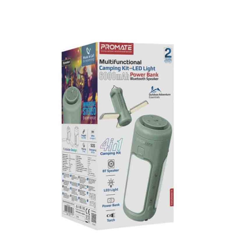 CAMPMATE-4 MULTIFUNCTIONAL CAMPING KIT 6000mAh POWERBANK, BT SPEAKER PROMATE — Buy in Cyprus with Fast Delivery