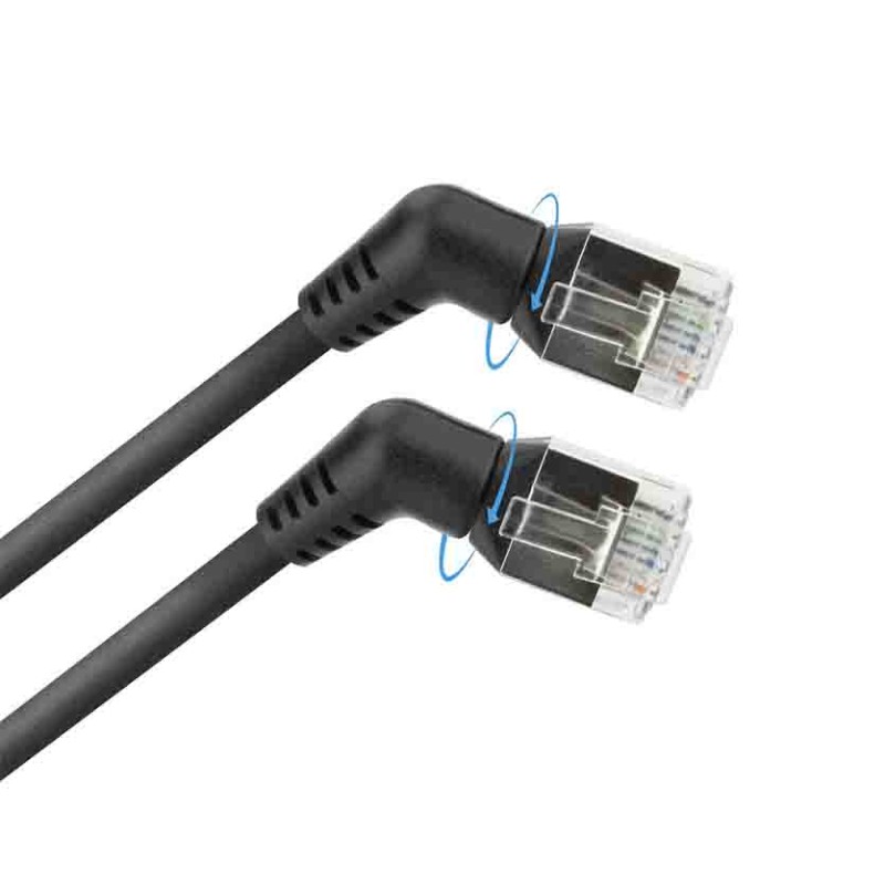DD1952 BLACK 0.25m U FTP CAT6A SLIMLINE PATCH CABLE WITH ANGLED 360 ROTATABLE RJ45 CONNECTORS, ACT