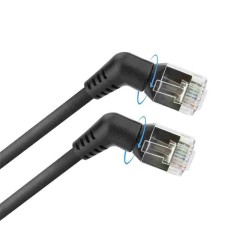 DD1951 1.5m U FTP CAT6A SLIMLINE PATCH CABLE WITH ANGLED 360° ROTATABLE RJ45 CONNECTORS, BLACK, ACT