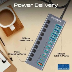 Buy GEGAHUB-5.UK USB 10-IN-1 HUB DATA & CHARGE, 5GBPS HIGH SPEED PROMATE in Cyprus, Nicosia, Limassol, Larnaka, Pafos