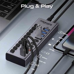 Buy GEGAHUB-5.UK USB 10-IN-1 HUB DATA & CHARGE, 5GBPS HIGH SPEED PROMATE in Cyprus, Nicosia, Limassol, Larnaka, Pafos