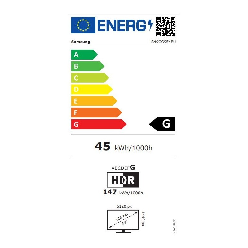 Samsung Odyssey G9 - S49CG954EU - 49" (124.5 cm) Dual QHD 5120x1440 Curved 32:9 240Hz 1ms HDR1000 Black