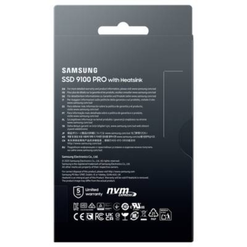 Samsung 9100 Pro 1TB M.2 2280 NVMe SSD (Heatsink) - PCIe 5.0 x4 14700 MB/s - MZ-VAP1T0CW (Boxed)