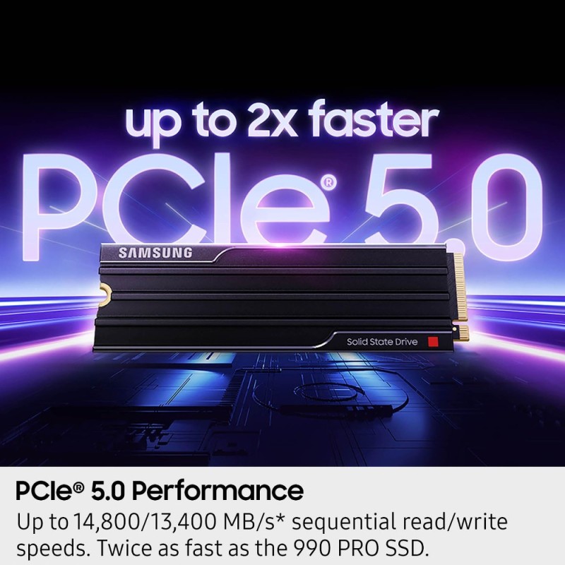 Samsung 9100 Pro 1TB M.2 2280 NVMe SSD (Heatsink) - PCIe 5.0 x4 14700 MB/s - MZ-VAP1T0CW (Boxed)