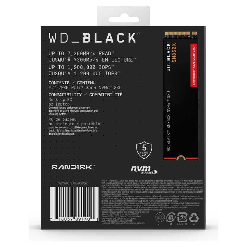 M.2 2TB WD Black SN850X NVMe PCIe 4.0 x 4 — Buy in Cyprus with Fast Delivery