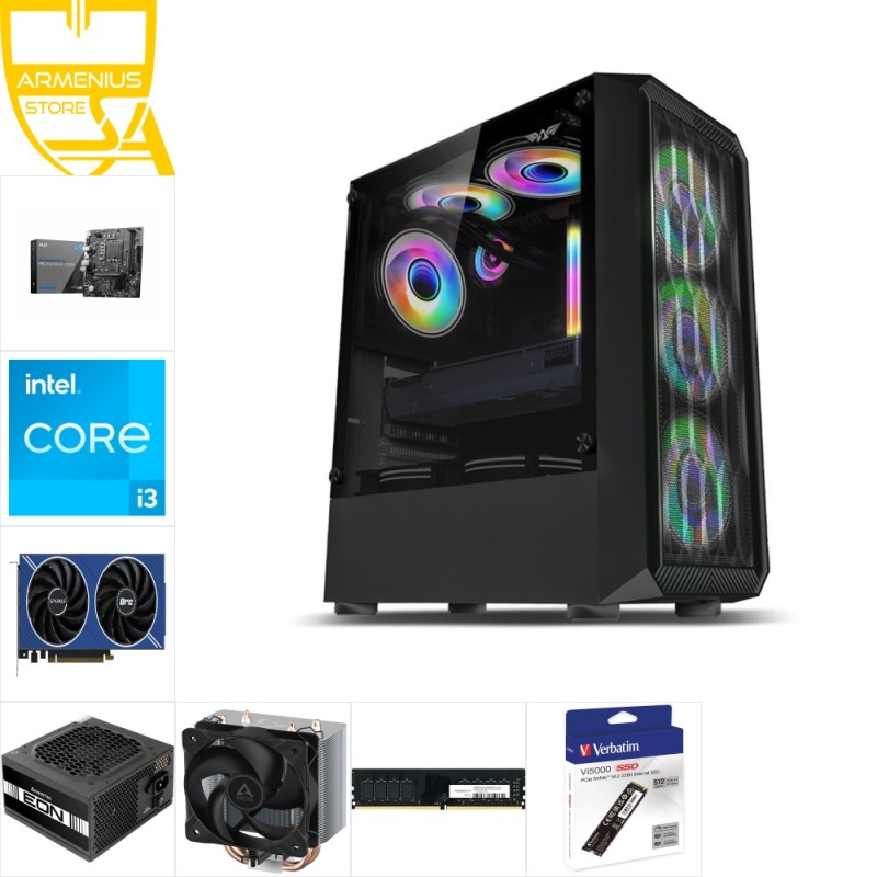 Custom 1080p Gaming PC - i3-12100F, Arc A580, 16GB, 512GB NVMe — Armenius Store Cyprus