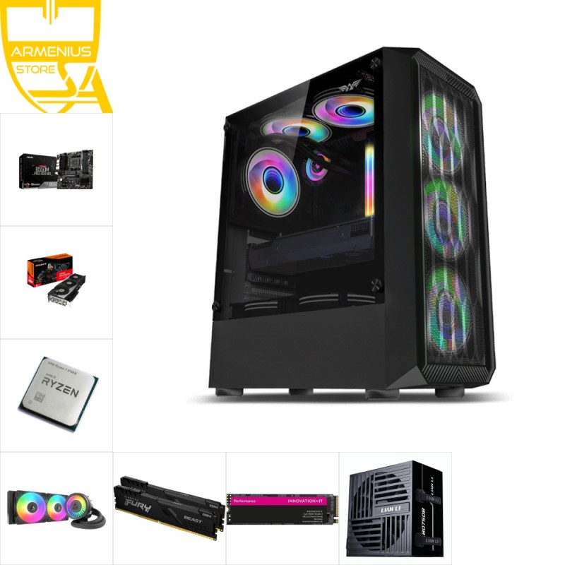 Custom Gaming PC | Ryzen 7 5700X + Radeon RX 7600 | 16GB DDR4, 1TB NVMe — Armenius Store Cyprus