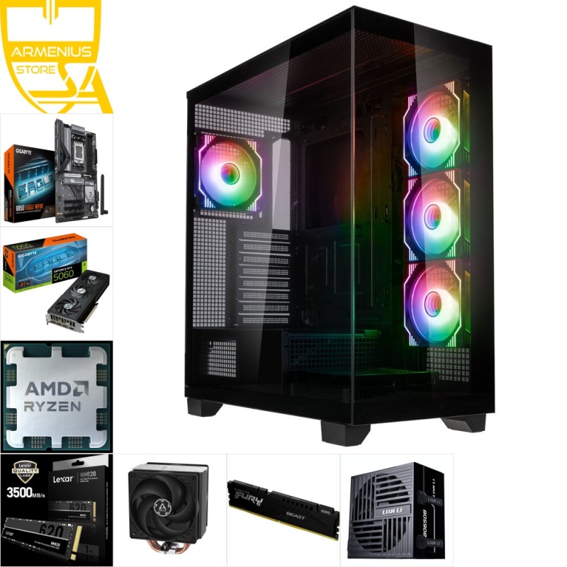 Custom Gaming PC - Ryzen 7 7700, RTX 5060 8GB, 32GB DDR5, 2TB PCIe 5.0 NVMe — Buy in Cyprus with Fast Delivery