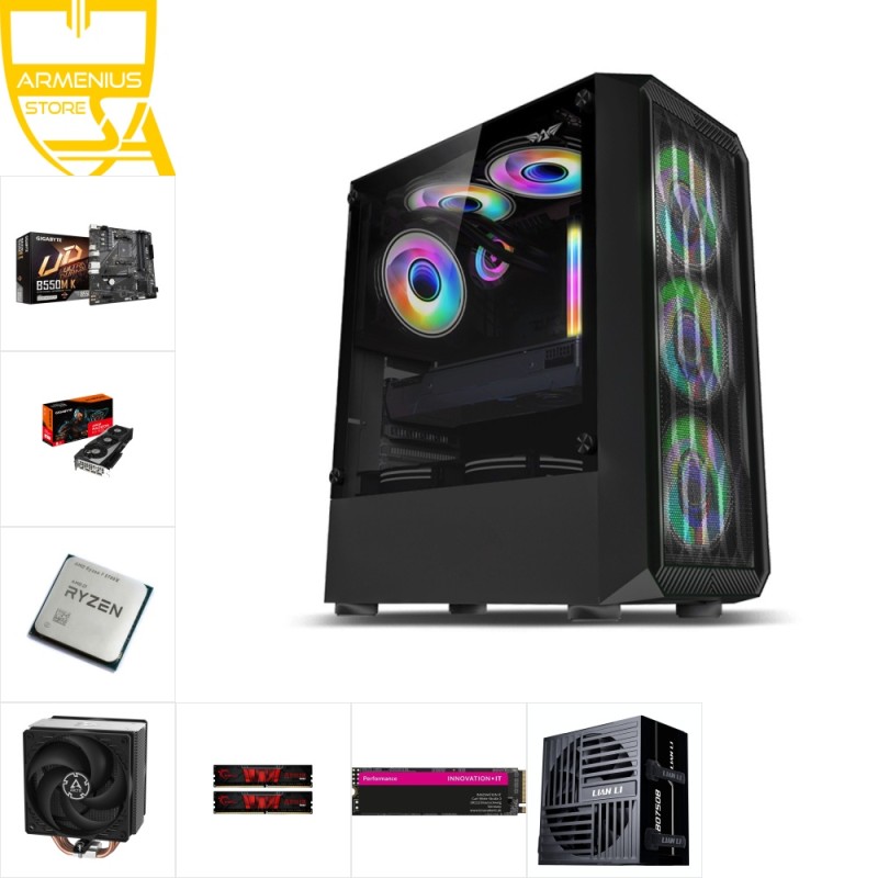 Custom 1080p Gaming PC - Ryzen 7 5700X, Radeon RX 7600, 16GB DDR4, 1TB NVMe — Buy in Cyprus with Fast Delivery