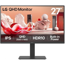 LG 27BA45QB-B - 27" QHD (2560x1440) IPS Monitor, 75Hz 5ms, HDR10, DP + 2x HDMI, Pivot & Height Adj, Built-in Speakers (Black)