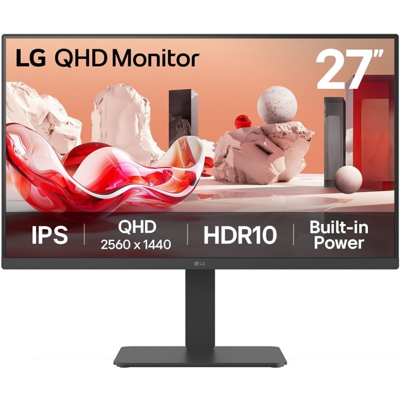 LG 27BA45QB-B - 27" QHD (2560x1440) IPS Monitor, 75Hz 5ms, HDR10, DP + 2x HDMI, Pivot & Height Adj, Built-in Speakers (Black)