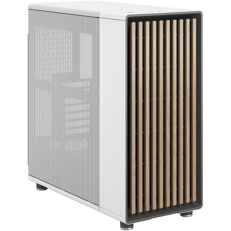 Fractal Design North - Midi Tower PC Case - Chalk White, Mesh Front, Windowed Side, ATX/mATX/ITX, 2x140mm Fans