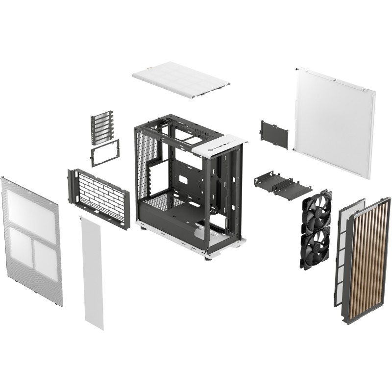 Fractal Design North - Midi Tower PC Case - Chalk White, Mesh Front, Windowed Side, ATX/mATX/ITX, 2x140mm Fans
