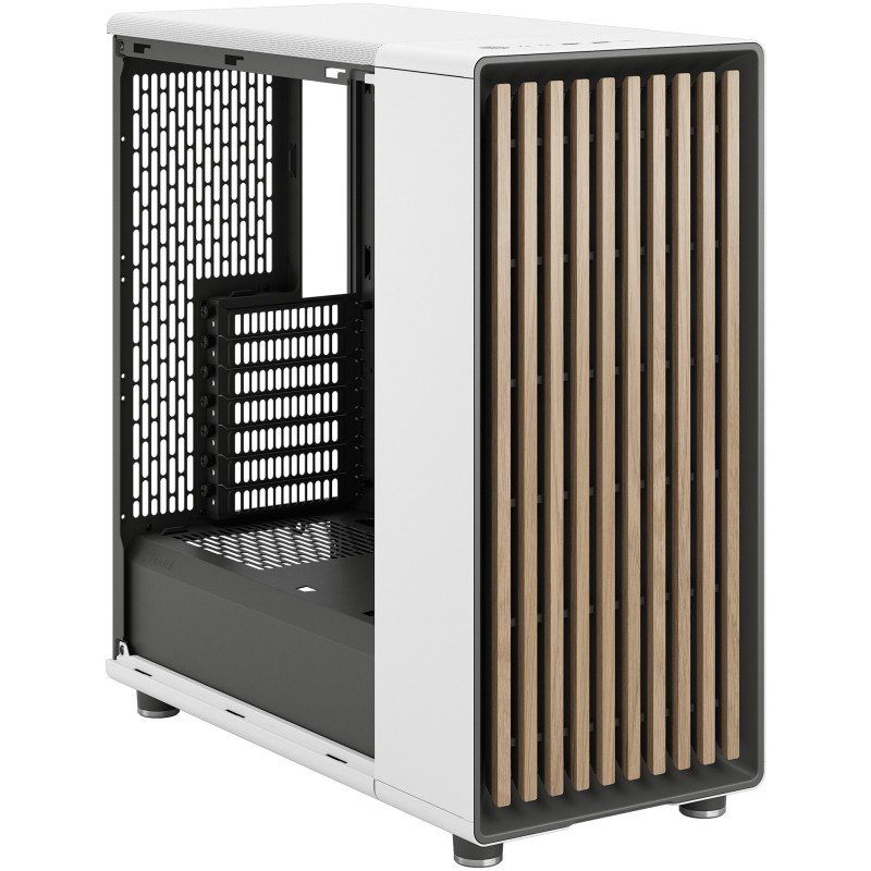 Fractal Design North - Midi Tower PC Case - Chalk White, Mesh Front, Windowed Side, ATX/mATX/ITX, 2x140mm Fans