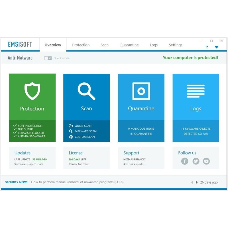 Emsisoft Anti-malware Home / 3 PC / 1 Year Digital Licence -  Official