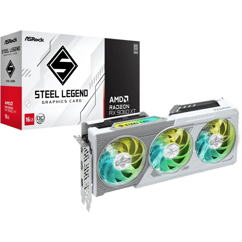 ASRock Radeon RX 9060 XT Steel Legend OC - 16GB GDDR6, PCIe 5.0, 3320MHz Boost, 3-Fan RGB — Buy in Cyprus with Fast Delivery