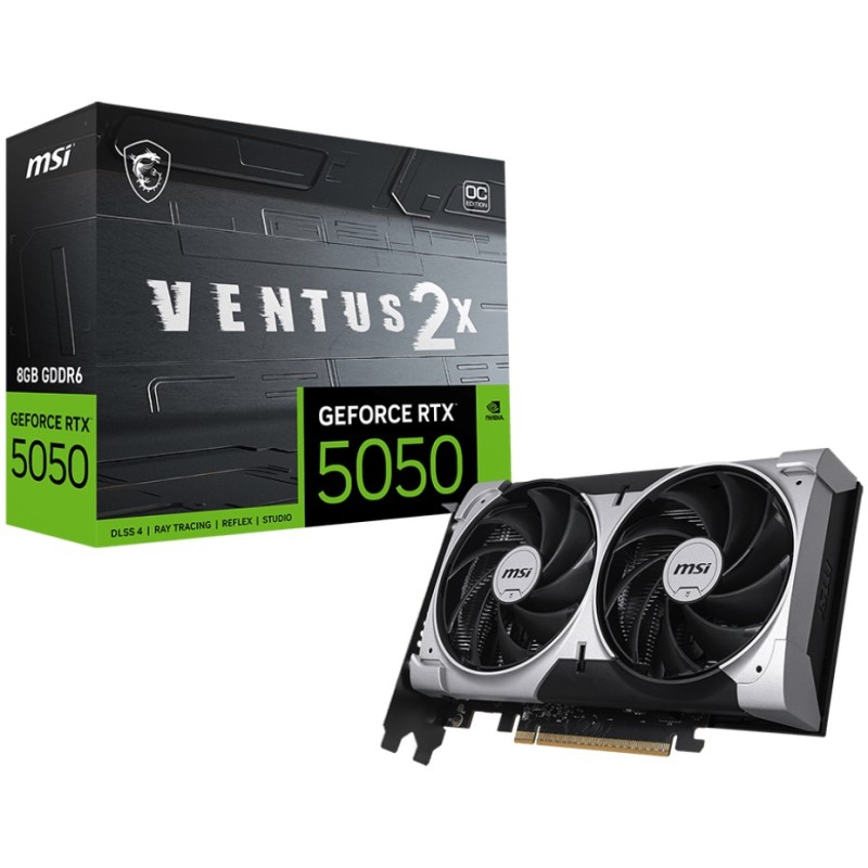 MSI VENTUS 2X OC GeForce RTX 5050 - Silver, 8GB GDDR6, 2602 MHz Boost, PCIe 5.0, Dual-Fan — Buy in Cyprus with Fast Delivery