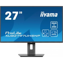 iiyama ProLite XUB2797UHSNP-B1 - 27in 4K UHD IPS Monitor, USB-C 96W PD, KVM, RJ45, HDMI/DP, Speakers, Pivot, Black