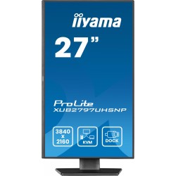 iiyama ProLite XUB2797UHSNP-B1 - 27in 4K UHD IPS Monitor, USB-C 96W PD, KVM, RJ45, HDMI/DP, Speakers, Pivot, Black