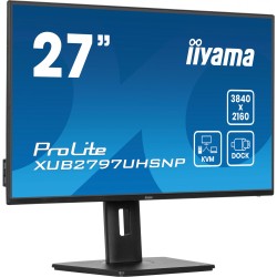 iiyama ProLite XUB2797UHSNP-B1 - 27in 4K UHD IPS Monitor, USB-C 96W PD, KVM, RJ45, HDMI/DP, Speakers, Pivot, Black