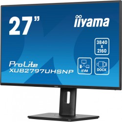 iiyama ProLite XUB2797UHSNP-B1 - 27in 4K UHD IPS Monitor, USB-C 96W PD, KVM, RJ45, HDMI/DP, Speakers, Pivot, Black