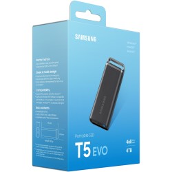 Samsung Portable SSD T5 EVO - MU-PH4T0S - 4TB, USB 3.2 Gen1 (5Gbps), 460MB/s, Black — Buy in Cyprus with Fast Delivery