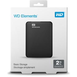 WD Elements Portable - 2TB External 2.5" HDD - Black, USB 3.2 Gen1 (5Gbps) Micro-USB, 5400 RPM