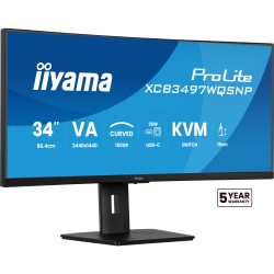 86.4cm 34' (3440x1440) iiyama ProLite XCB3497WQSNP-B1 21:9 UWQHD VA 0.4ms 120Hz HDMI DP USB-C Speaker Black