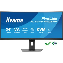 86.4cm 34' (3440x1440) iiyama ProLite XCB3497WQSNP-B1 21:9 UWQHD VA 0.4ms 120Hz HDMI DP USB-C Speaker Black