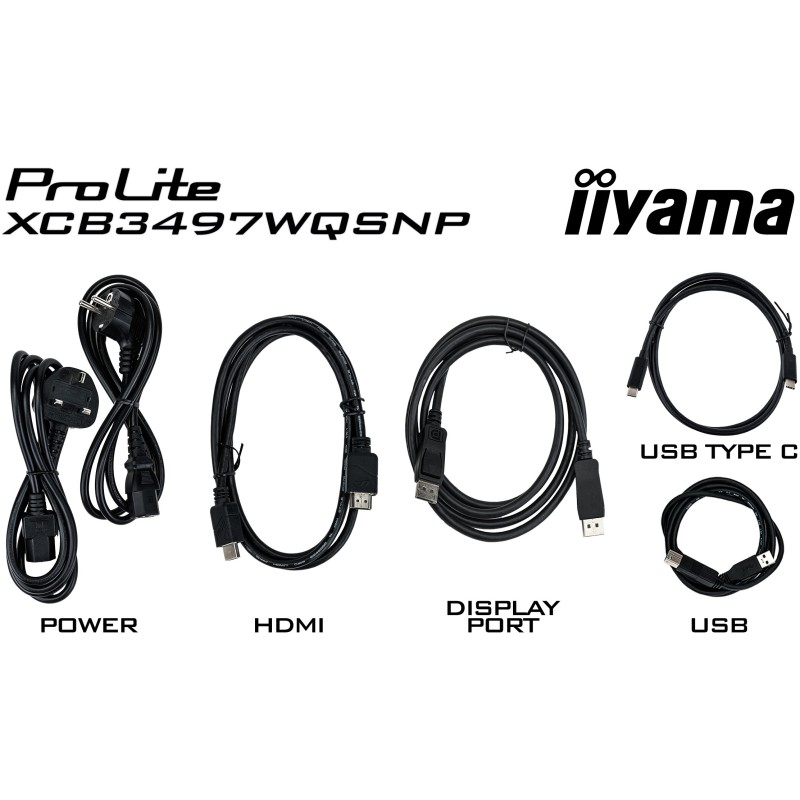 86.4cm 34' (3440x1440) iiyama ProLite XCB3497WQSNP-B1 21:9 UWQHD VA 0.4ms 120Hz HDMI DP USB-C Speaker Black