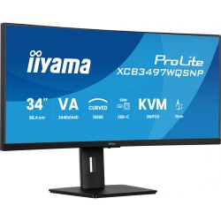 86.4cm 34' (3440x1440) iiyama ProLite XCB3497WQSNP-B1 21:9 UWQHD VA 0.4ms 120Hz HDMI DP USB-C Speaker Black