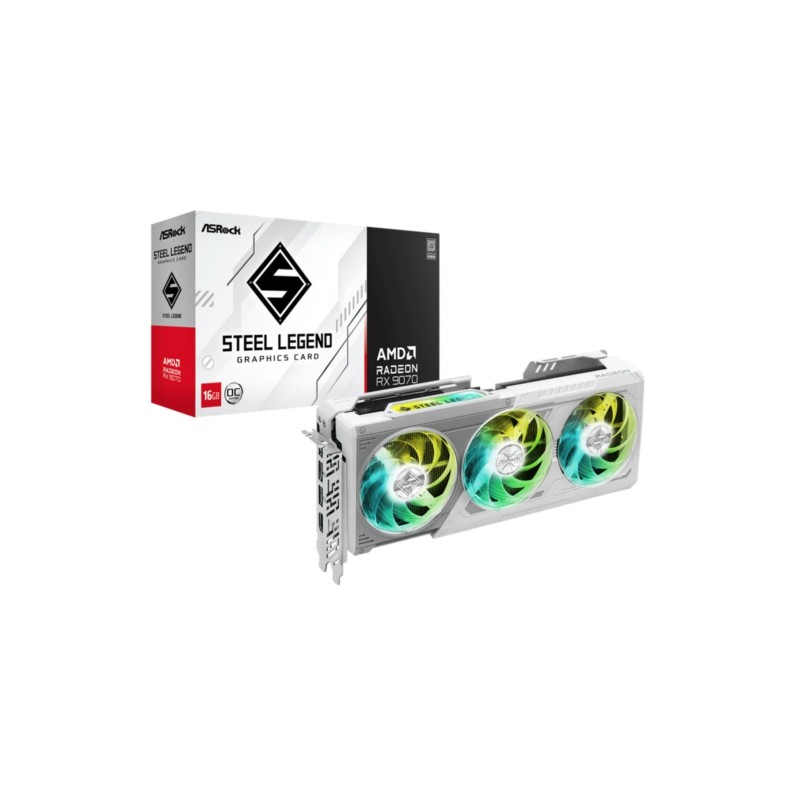 ASRock Steel Legend Radeon RX 9070 OC - 16GB GDDR6, 2700 MHz Boost, Grey/White, PCIe 5.0 — Buy in Cyprus with Fast Delivery