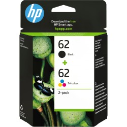 HP 62 Original Ink Cartridges - N9J71AE - Black & Tri-color (Cyan, Magenta, Yellow), Standard Yield, 2-Pack