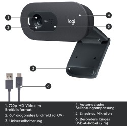 Logitech C505 HD Webcam - C505 - 720p 30fps, 60° FOV, Graphite, USB, Built-in Mic — Buy in Cyprus with Fast Delivery